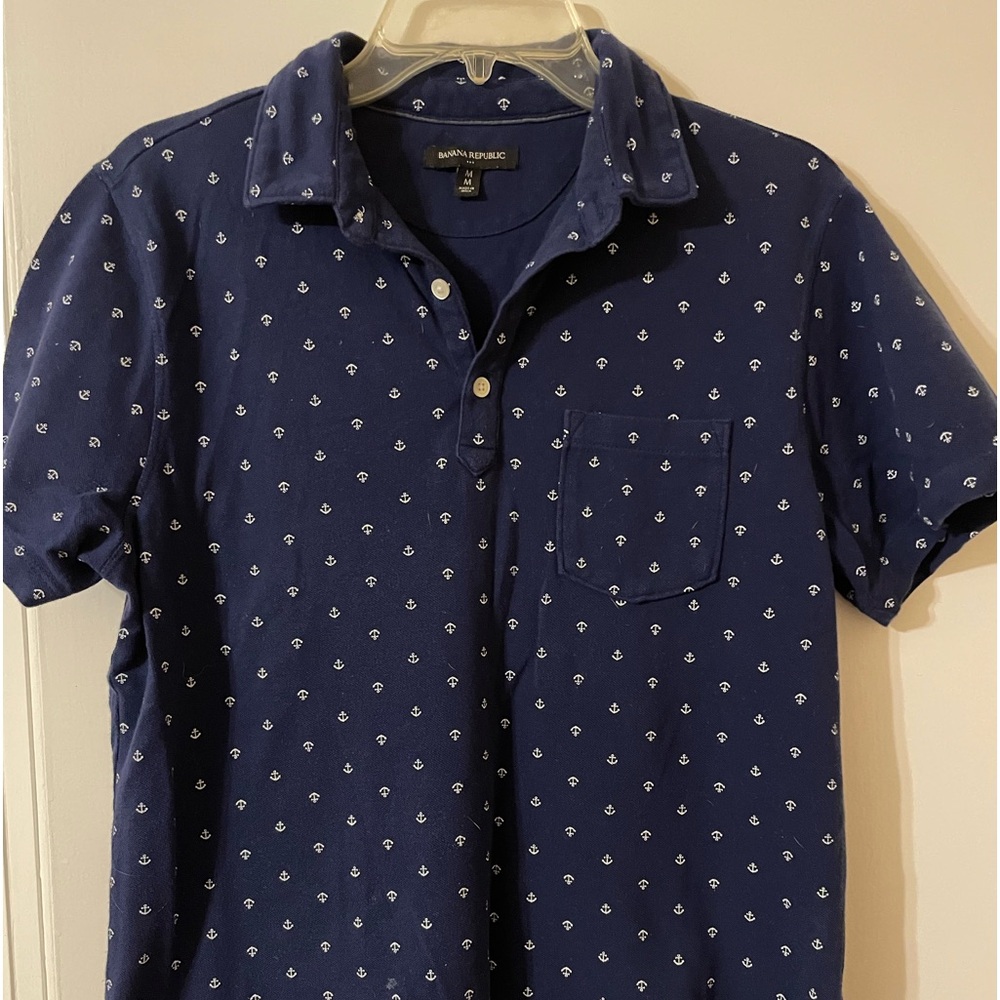 Banana Republic Polo shirt. pattern -anchor ⚓️ 100% cotton nwt medium size